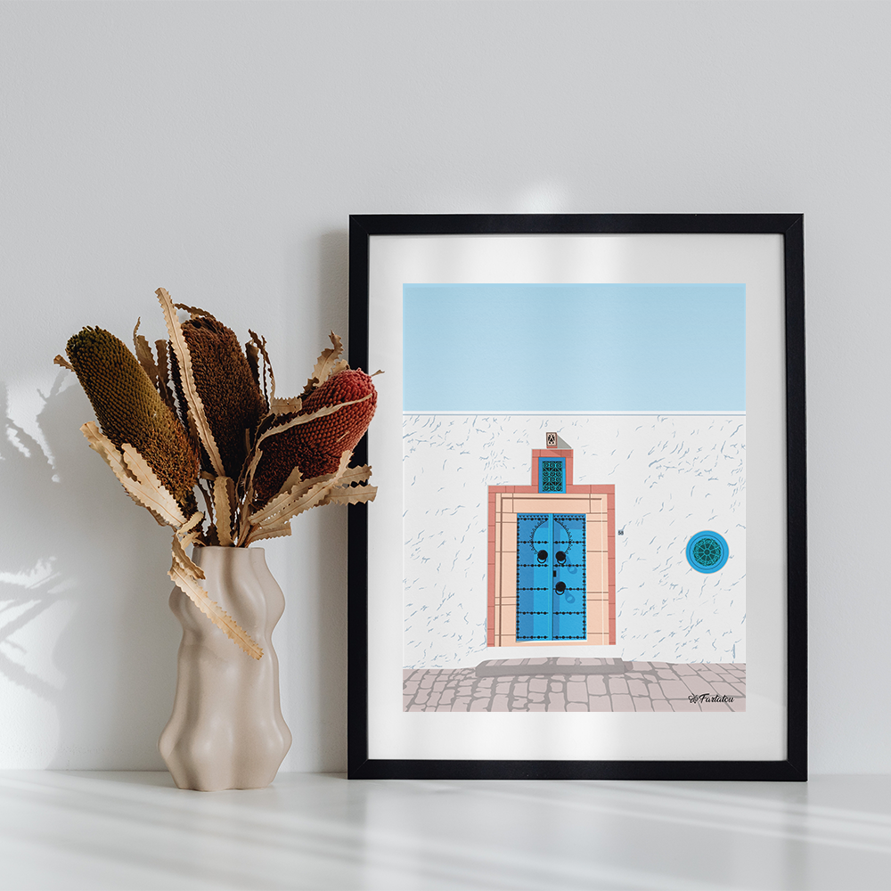 La porte de Sidi Bou Said Poster - fartatou - Tunisie en illustration